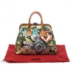 Pre Owned Valentino Multicolor Floral Print Canvas Frame Satchel