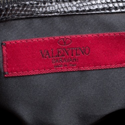 Pre Owned Valentino Black/White Lace/Sequins and Leather Tote