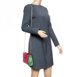 Pre Owned Valentino Pink/Green Leather Chain Clutch