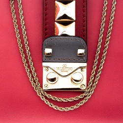 Pre Owned Valentino Pink/Green Leather Chain Clutch