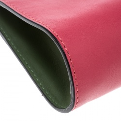 Pre Owned Valentino Pink/Green Leather Chain Clutch