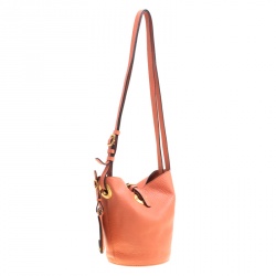Pre Owned Valentino Peach Leather Eye On You Bucket Shoulder Bag