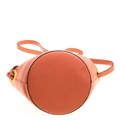 Pre Owned Valentino Peach Leather Eye On You Bucket Shoulder Bag