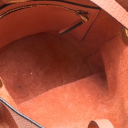 Pre Owned Valentino Peach Leather Eye On You Bucket Shoulder Bag