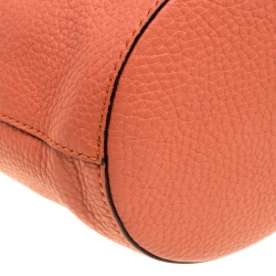 Pre Owned Valentino Peach Leather Eye On You Bucket Shoulder Bag