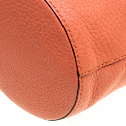 Pre Owned Valentino Peach Leather Eye On You Bucket Shoulder Bag