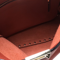 Pre Owned Valentino Coral Red Leather Rockstud Messenger Bag