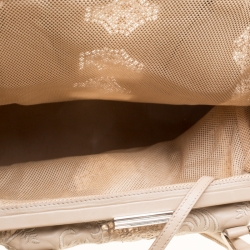 Pre Owned Valentino Biege Leather and Lace Frame Tote