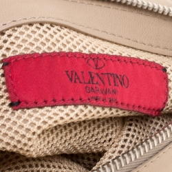 Pre Owned Valentino Biege Leather and Lace Frame Tote