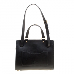 Pre Owned Valentino Black Leather Medium Joy Lock Studded Top Handle Bag