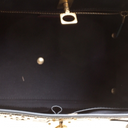 Pre Owned Valentino Black Leather Medium Joy Lock Studded Top Handle Bag