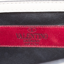 Pre Owned Valentino Tri Color Leather Rockstud Medium Glam Lock Flap Bag