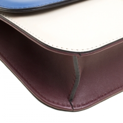 Pre Owned Valentino Tri Color Leather Rockstud Medium Glam Lock Flap Bag