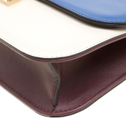 Pre Owned Valentino Tri Color Leather Rockstud Medium Glam Lock Flap Bag