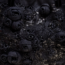 Pre Owned Valentino Dark Blue/Black Canvas Sequin Beaded Floral Applique Tote