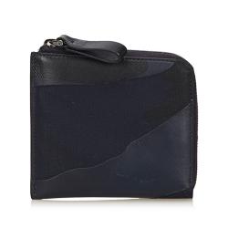 Valentino Navy Blue Canvas and Leather Camouflage Zip Around Wallet