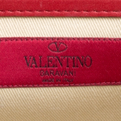 Pre Owned Valentino Red Leather Rockstud Medium Glam Lock Flap Bag