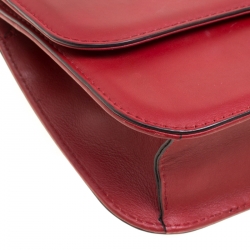 Pre Owned Valentino Red Leather Rockstud Medium Glam Lock Flap Bag