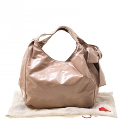 Pre Owned Valentino Beige Patent Leather Nuage Bow Tote