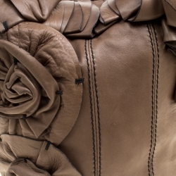 Pre Owned Valentino Khaki Brown Leather Bucket Hobo