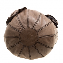 Pre Owned Valentino Khaki Brown Leather Bucket Hobo