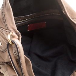 Pre Owned Valentino Khaki Brown Leather Bucket Hobo