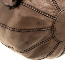 Pre Owned Valentino Khaki Brown Leather Bucket Hobo