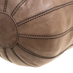 Pre Owned Valentino Khaki Brown Leather Bucket Hobo