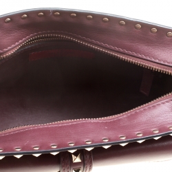 Pre Owned Valentino Burgundy Leather Rockstud Crossbody Bag