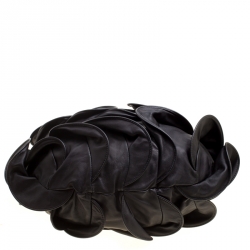 Pre Owned Valentino Black Smooth Leather Petale Hobo