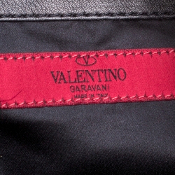 Pre Owned Valentino Black Smooth Leather Petale Hobo