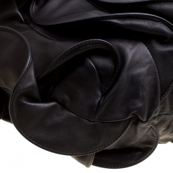 Pre Owned Valentino Black Smooth Leather Petale Hobo