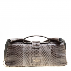 مملوكة مسبقًا Valentino Grey Python Bow Clutch