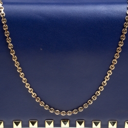 Pre Owned Valentino Blue Leather Rockstud Chain Shoulder Bag