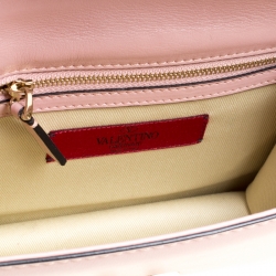 Pre Owned Valentino Blush Pink Leather Rockstud Small Glam Lock Shoulder Bag