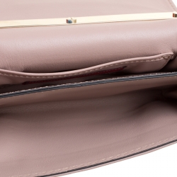 Pre Owned Valentino Taupe Leather Rockstud Va Va Voom Clutch Bag