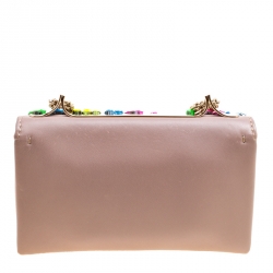 Pre Owned Valentino Taupe Leather Rockstud Va Va Voom Clutch Bag