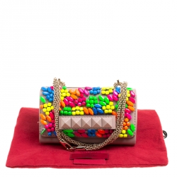 Pre Owned Valentino Taupe Leather Rockstud Va Va Voom Clutch Bag