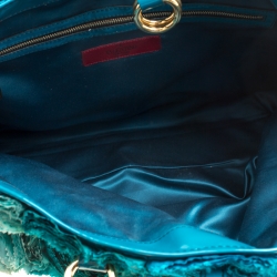 Pre Owned Valentino Blue Silk and Patent Leather Organza Rosier Tote