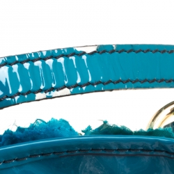 Pre Owned Valentino Blue Silk and Patent Leather Organza Rosier Tote
