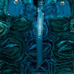 Pre Owned Valentino Blue Silk and Patent Leather Organza Rosier Tote