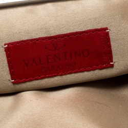 Pre Owned Valentino Red Chiffon and Satin Ruffled Evening Clutch 