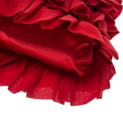 Pre Owned Valentino Red Chiffon and Satin Ruffled Evening Clutch 