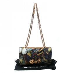 Pre Owned Valentino Multicolor Canvas and Leather Butterfly Mixed Media Shoulder Bag