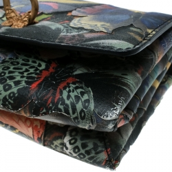 Pre Owned Valentino Multicolor Canvas and Leather Butterfly Mixed Media Shoulder Bag