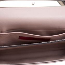 Pre Owned Valentino Beige Leather Jewel Embellished Va Va Voom Shoulder Bag