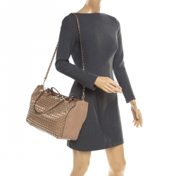 Pre Owned Valentino Beige Leather Medium Studded Rockstud Tote