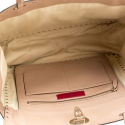 Pre Owned Valentino Beige Leather Medium Studded Rockstud Tote
