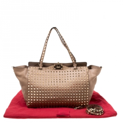 Pre Owned Valentino Beige Leather Medium Studded Rockstud Tote