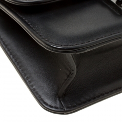 Pre Owned Valentino Black Leather Small Rockstud Glam Lock Shoulder Bag